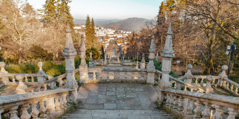 Baroque staircase to the Church  Nossa Senhora dos Remedios in  Lamego north Portugal travel landmarks